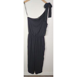 Lulus Women's Sz. S Black One Shoulder Jumpsuit Elastic Band Waist NWT